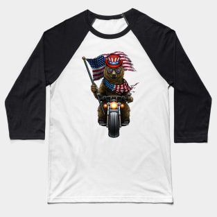 American flag  Bear motorcycle Baseball T-Shirt